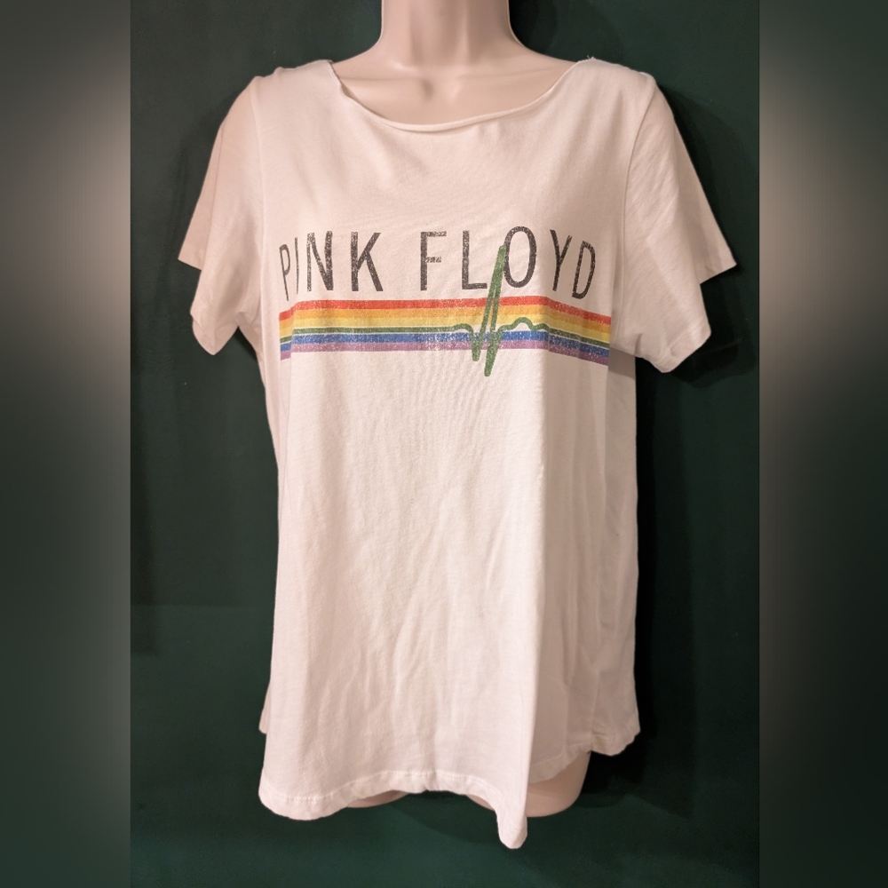 Recycled Karma White Pink Floyd Rainbow Tee Sz L